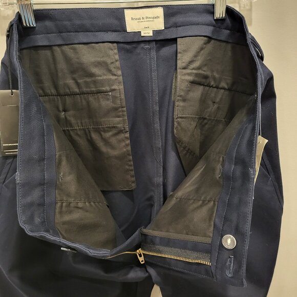 Bruun and Stengade Cotton Spandex Navy Chino Men's Pants Size 36 - Picture 9 of 14
